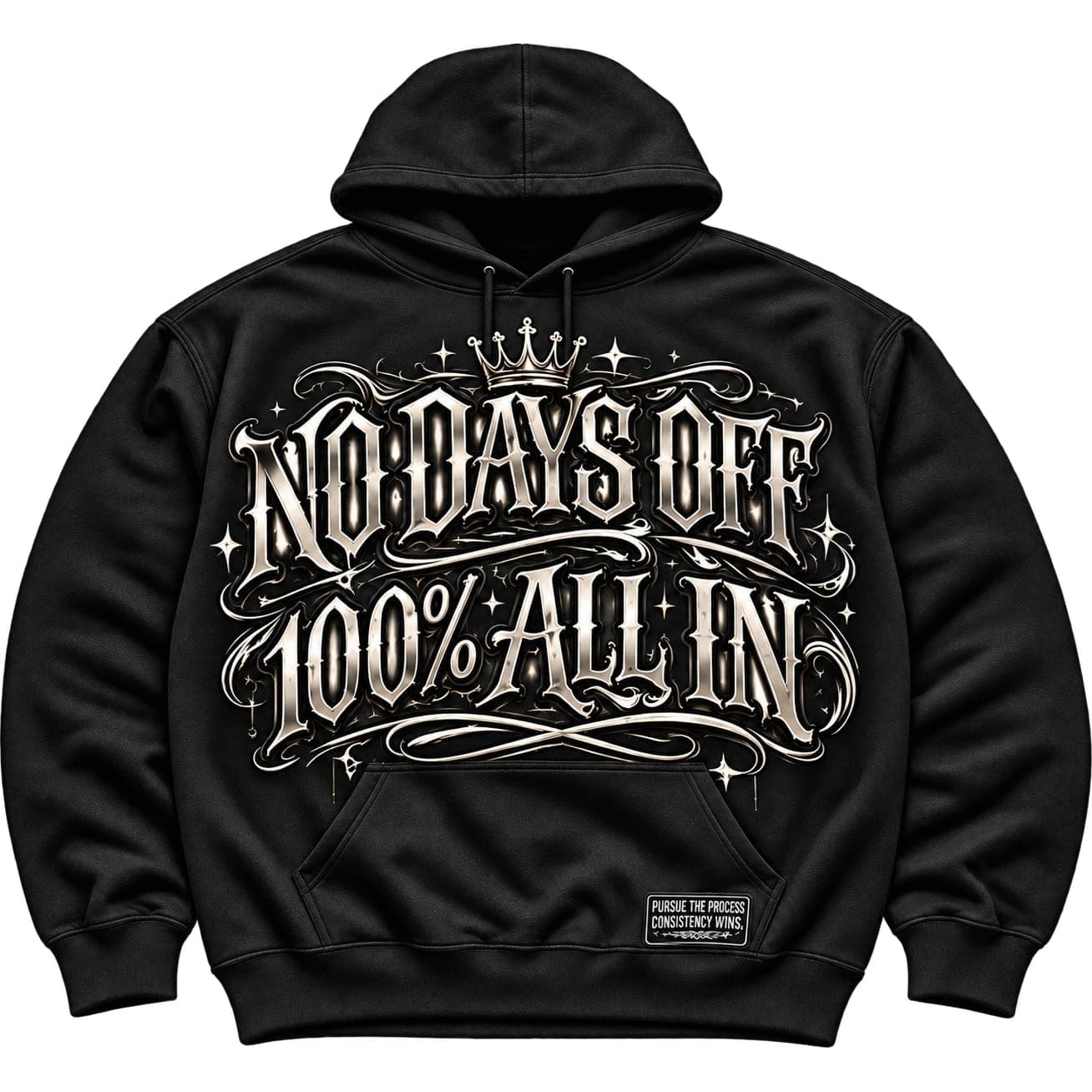 No Days Off Hoodie: Black, Front